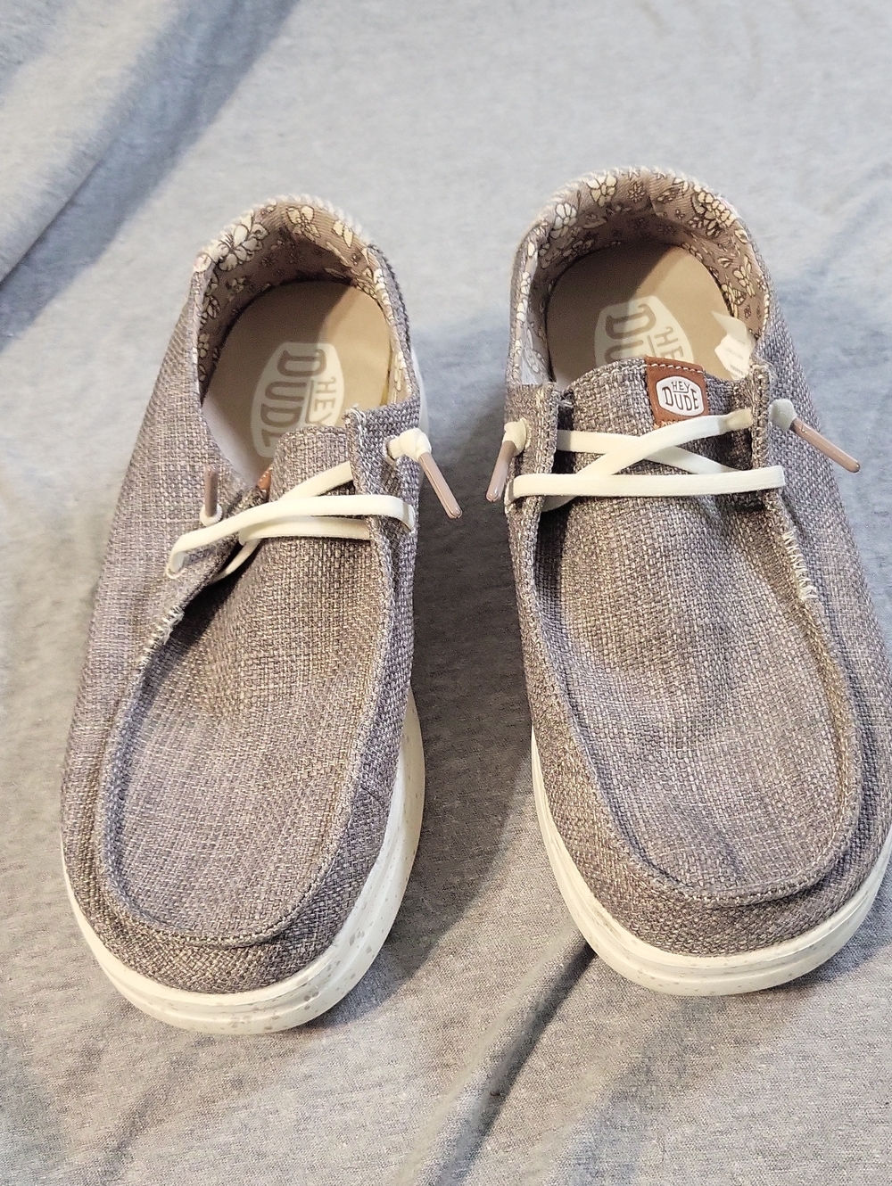 Hey Dude Grey Canvas Lace-Up Slip-On Shoes - Picture 4 of 7